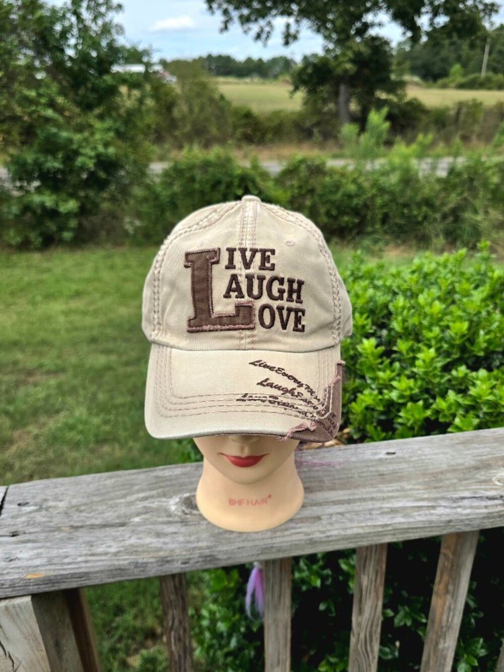 Tan & Brown Live Laugh Love Hat new no tags